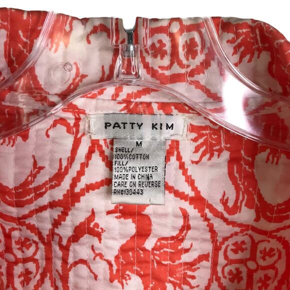 Patty Kim Jacket Womens Size Medium Orange/White Quilted Reversible Blazer - Picture 3 of 9